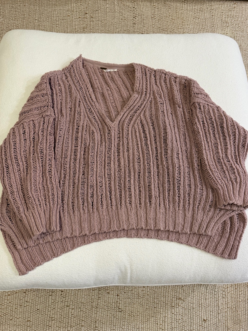 Free People Off-the-Shoulder Chunky Knit Sweater in Mauve